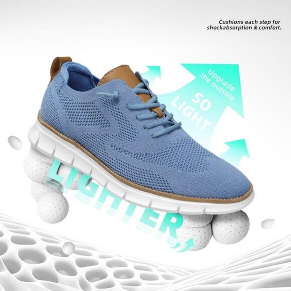 ⚡Men's Light Blue Mesh Casual Walking Business Oxfords Work Lightweight Sneakers - Picture 6 of 7